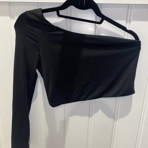 Black One Shoulder Crop Top